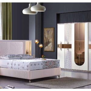 Kuvars luxury bedroom collection with white and blush finishes