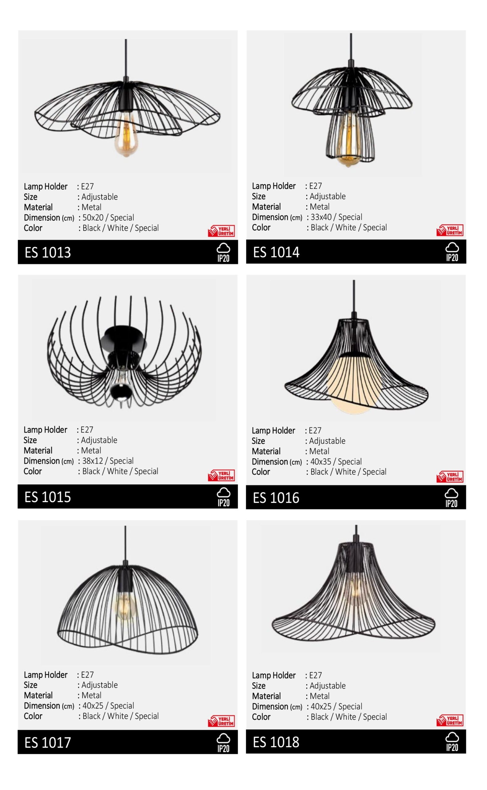 BRS pendant lights with open wire shade designs