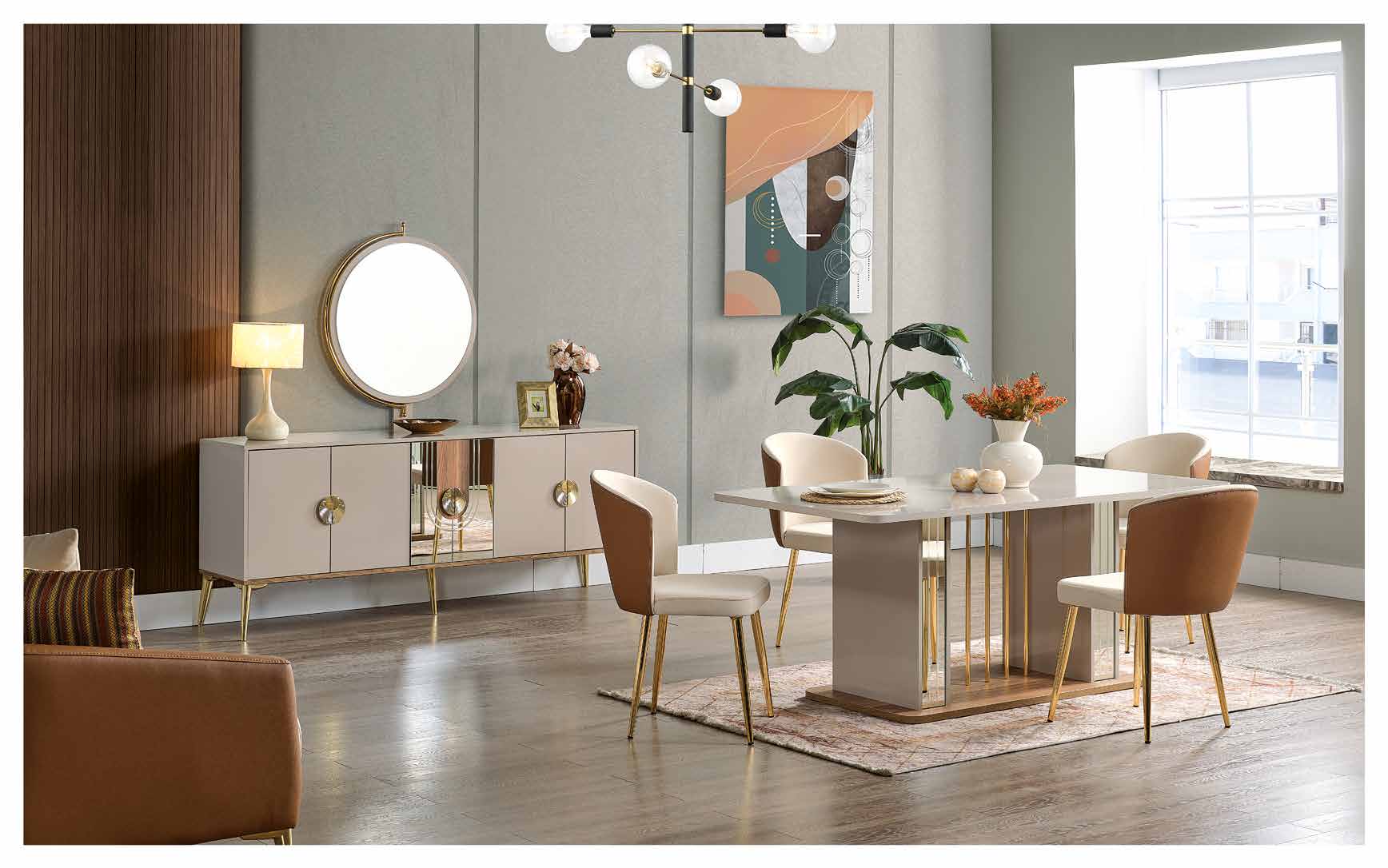 Turkish dining room furniture collection with table chairs and console