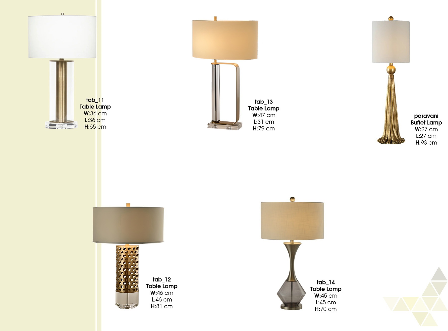Luxury table lamps with column and tapered bases and neutral shades