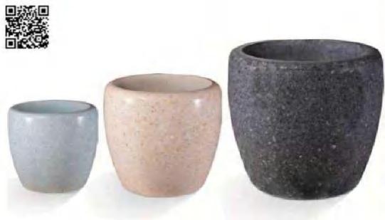 Mercan planters in three sizes and surface finishes