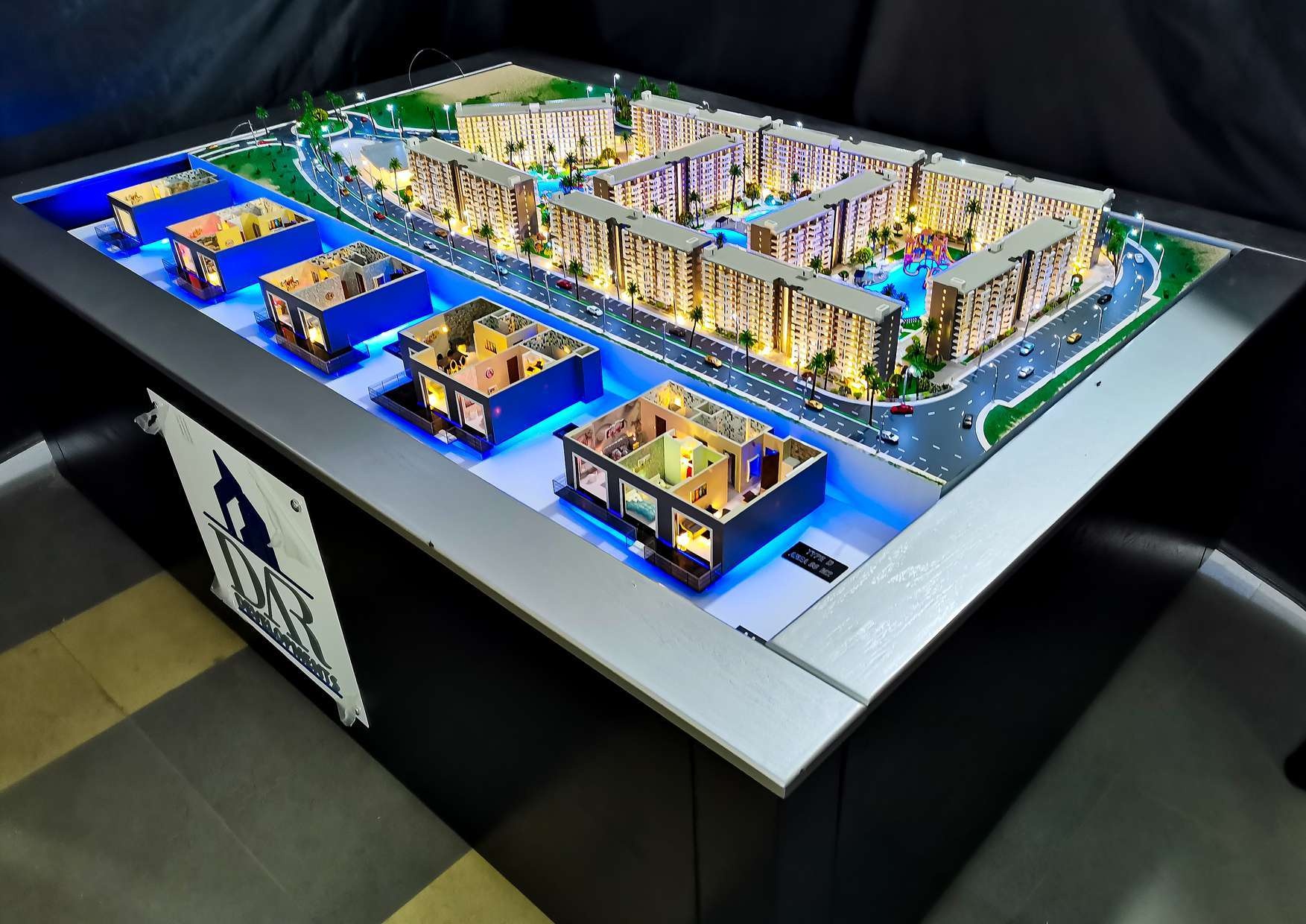 Residential development scale model on a presentation base