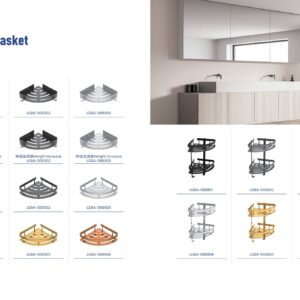 Bathroom corner racks with single and two-tier baskets