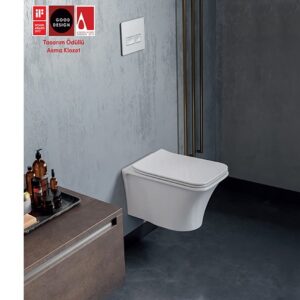 Ibiza wall-hung toilet in a bathroom setting