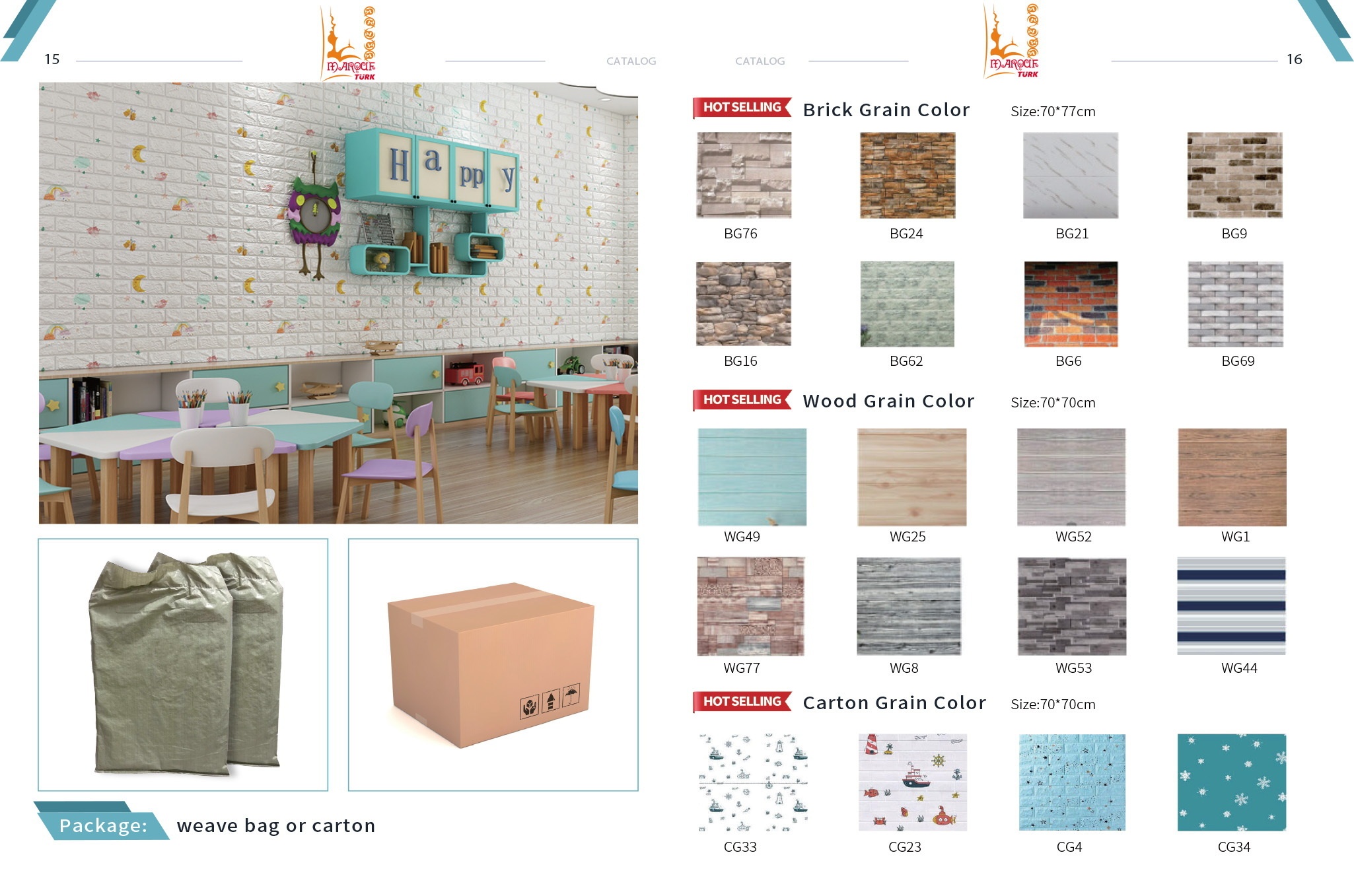 PE wall panel brick-effect colours and designs
