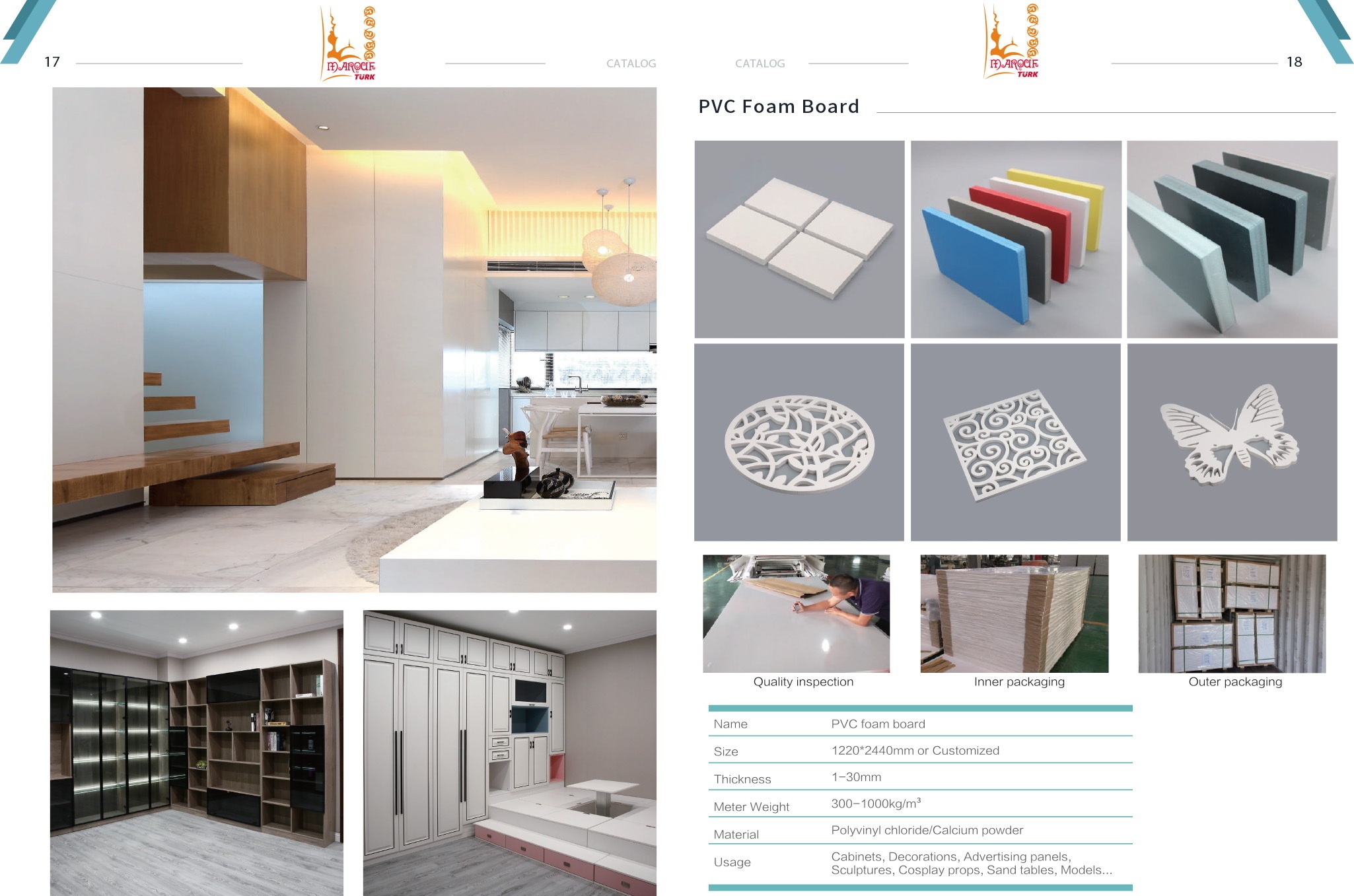 PVC foam board sheets and decorative applications