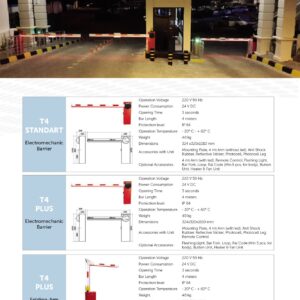 T4 Standard, Plus and folding-arm gate barriers with 4 m boom references