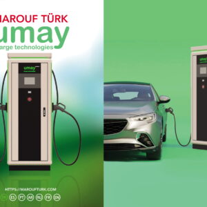 Umay DC EV charging cabinet with tethered charging cables