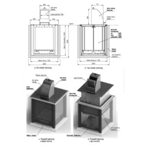 5 cubic metre crane-operated underground waste container drawings and open and closed system views