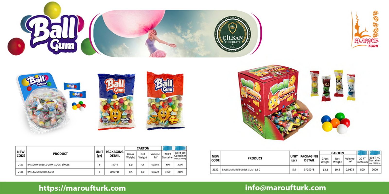 Çilsan colourful ball gum packs and confectionery range