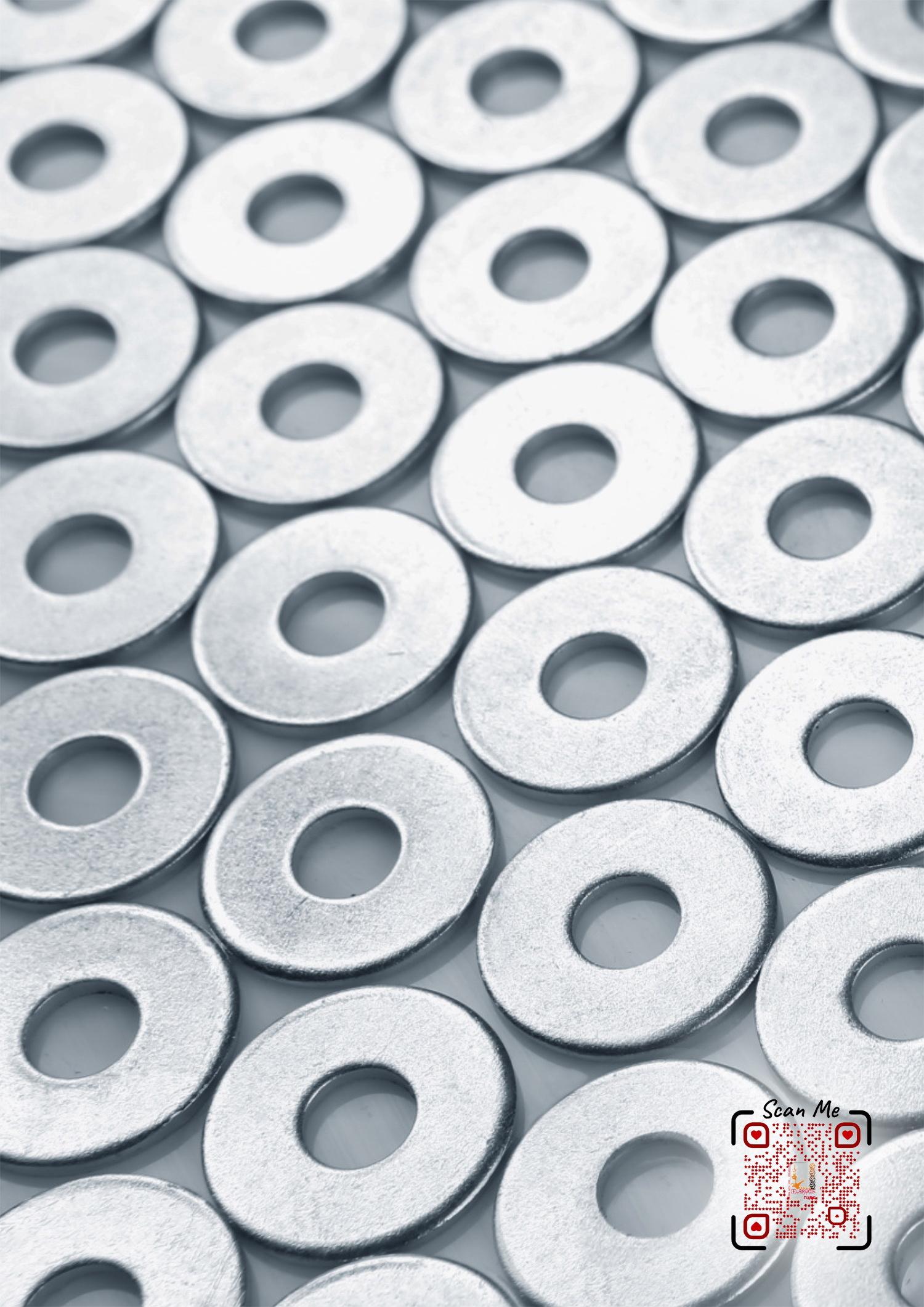 Flat metal washers in assorted sizes