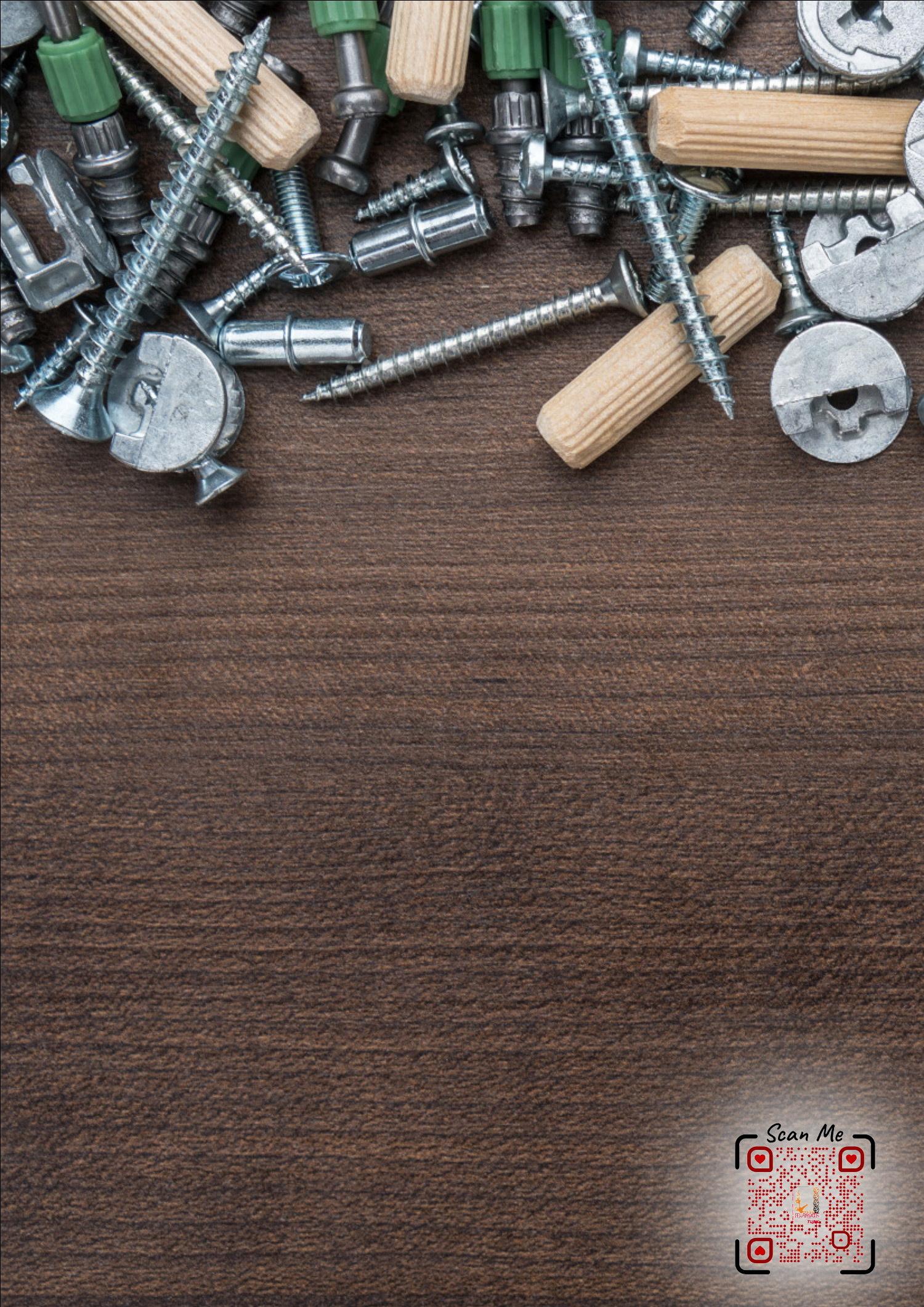 Furniture connection fittings including cam fittings, screws and dowels