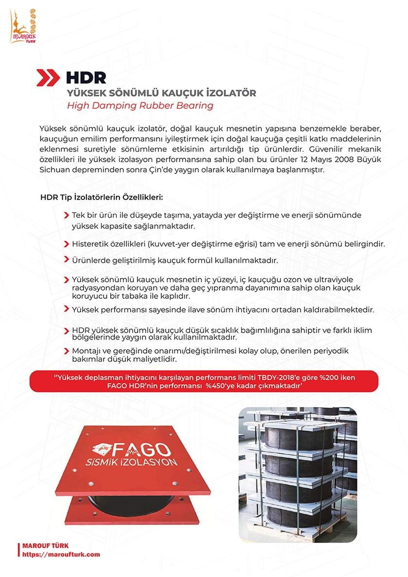 FAGO HDR high-damping rubber bearing and layered bearing assembly shown in the catalogue
