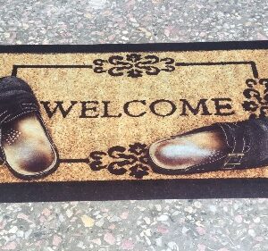Printed welcome floor mat for home entrances from the AKUTEKS catalogue
