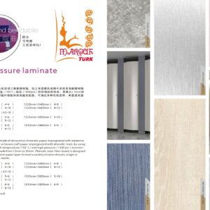 High pressure laminate sheet sizes, decorative finishes and partition examples