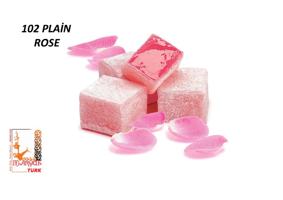 Pink rose Turkish delight cubes from the Marouf Türk lokum catalogue