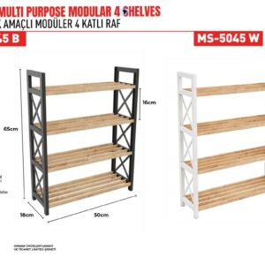 MS-5045 black and white four-tier wooden modular shelves from Marouf Türk catalogue