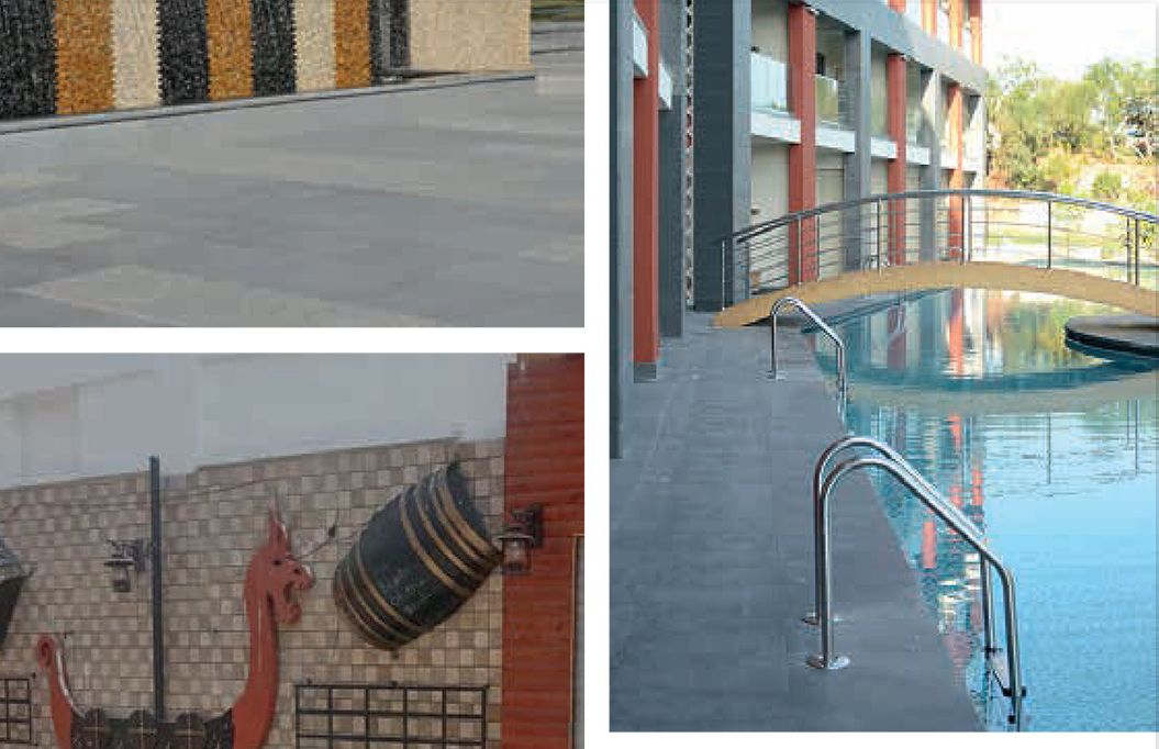 Basalt stone used on commercial floors, steps and exterior surfaces