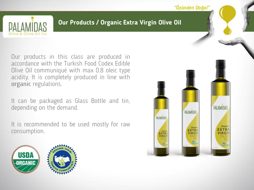 Palamidas organic extra virgin olive oil product range