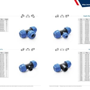 PE pipe equal and reducing compression tees with male and female threaded variants