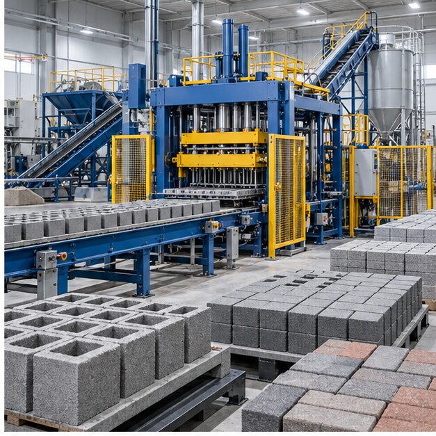 Concrete block and paving stone production line