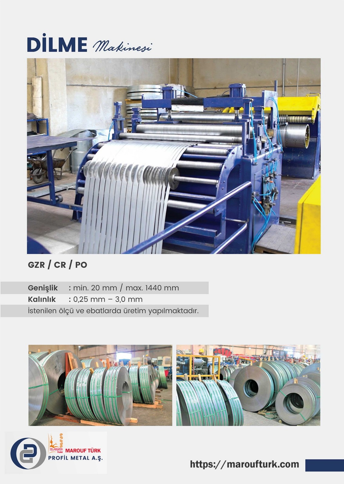 Steel coil slitting line and slit coil examples