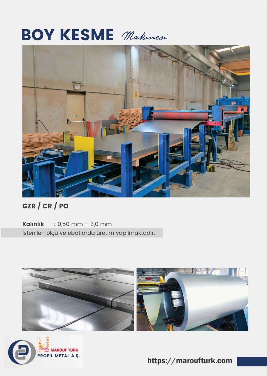 Steel sheet cut-to-length line and catalogue thickness range